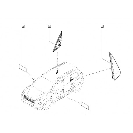 990476871R YENI DUSTER XJD SOL ARKA CAM KÖŞE BANDI KELEBEK CAM ÖNÜ
