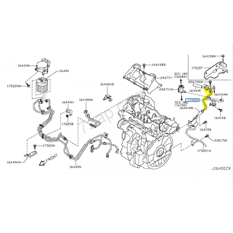 17520JG70A KOLEOS QASHQAI M9R BAKIR YAKIT HORTUMU MAIS