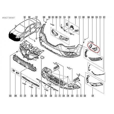 628102616R MEGANE IV 4 ÖN TAMPON HAVA KANALI MAIS TK