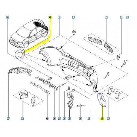 8200351951 MEGANE 2 II SPORT RS ARKA TAMPON PACALIGI