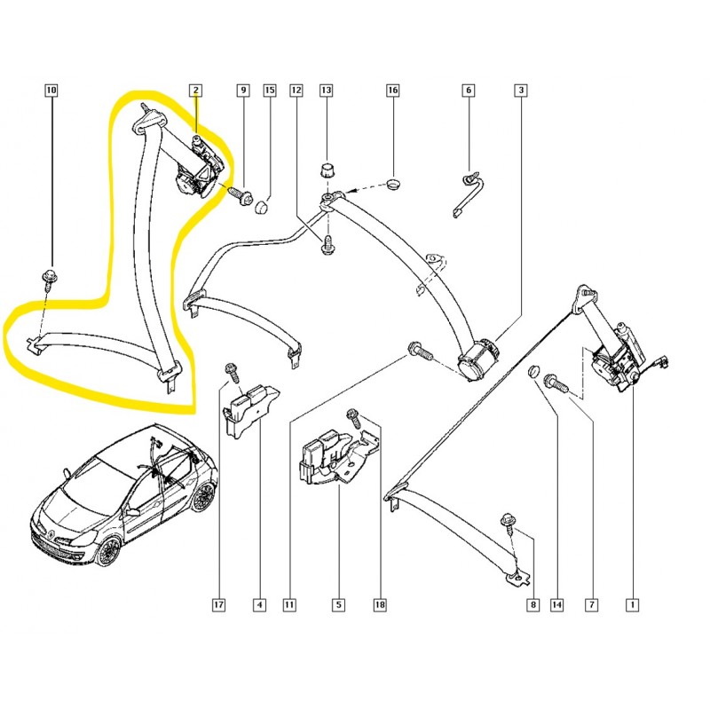 8200683953 CLIO 3 III SAG ARKA EMNIYET KEMERI MAIS